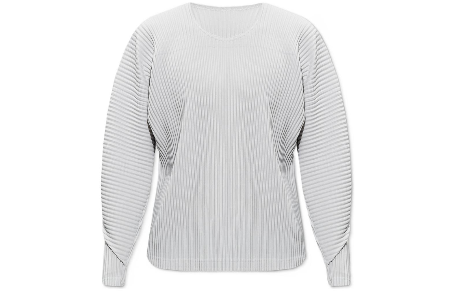 Order オムプリッセ イッセイミヤケ FW22 グレー プリーツ 長袖 クルーネックTシャツ HP28JK147-11