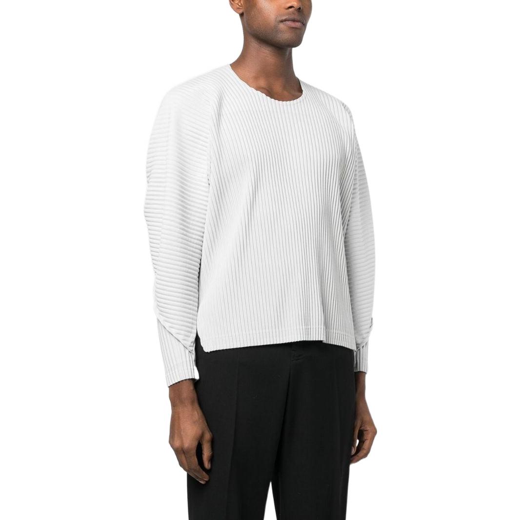 Purchase オムプリッセ イッセイミヤケ FW22 グレー プリーツ 長袖 クルーネックTシャツ HP28JK147-11