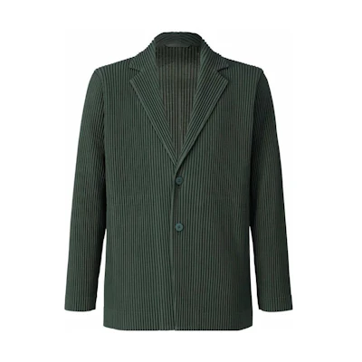 HOMME PLISSÉ ISSEY MIYAKE FW22 Green Pleated Long-Sleeve Jacket for Men HP23JD155-67