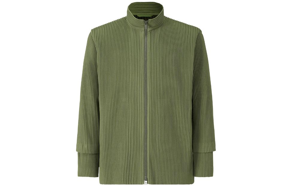 HOMME PLISSÉ ISSEY MIYAKE FW22 Green Solid Pleated Zip Jacket HP28JC142-63