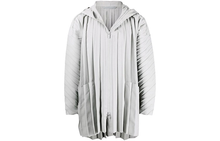 HOMME PLISSÉ ISSEY MIYAKE FW22 Grey Lightweight Pleated Zip Jacket for Men HP26FA311