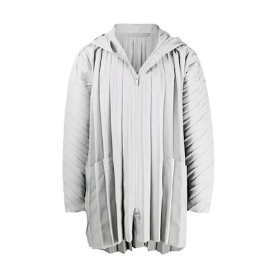 HOMME PLISSÉ ISSEY MIYAKE FW22 Grey Lightweight Pleated Zip Jacket for Men HP26FA311