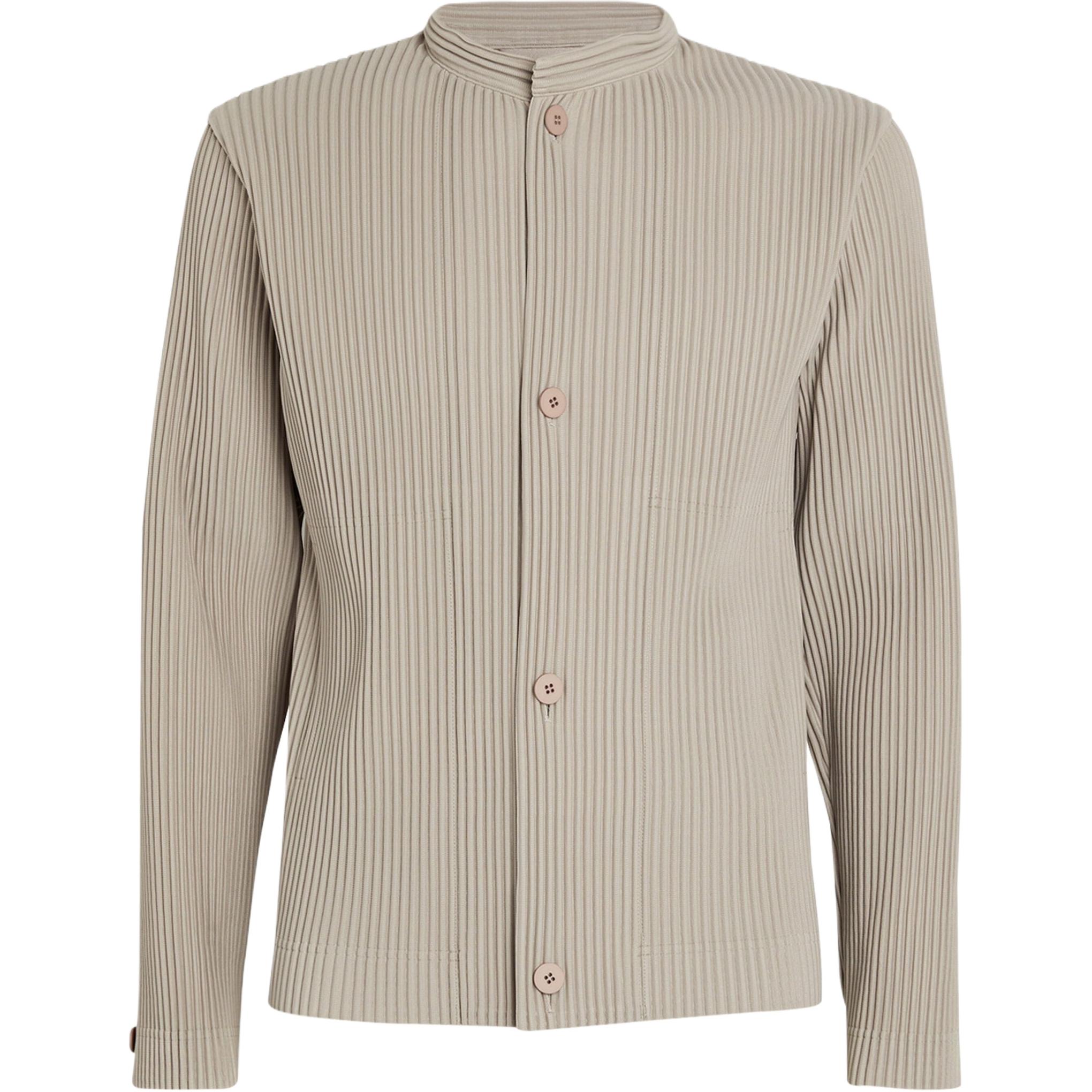 HOMME PLISSÉ ISSEY MIYAKE FW22 Grey Pleated Stand Collar Jacket HP28JD156-10