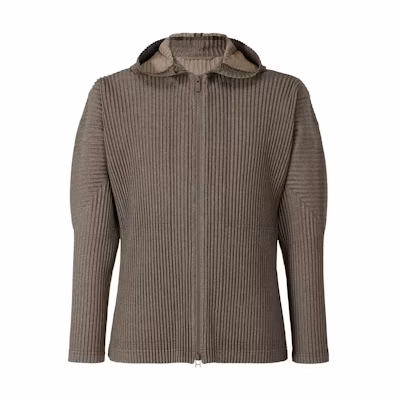 HOMME PLISSÉ ISSEY MIYAKE FW22 Grey Solid Color Zip Hoodie Jacket Mens HP28-JL180-12