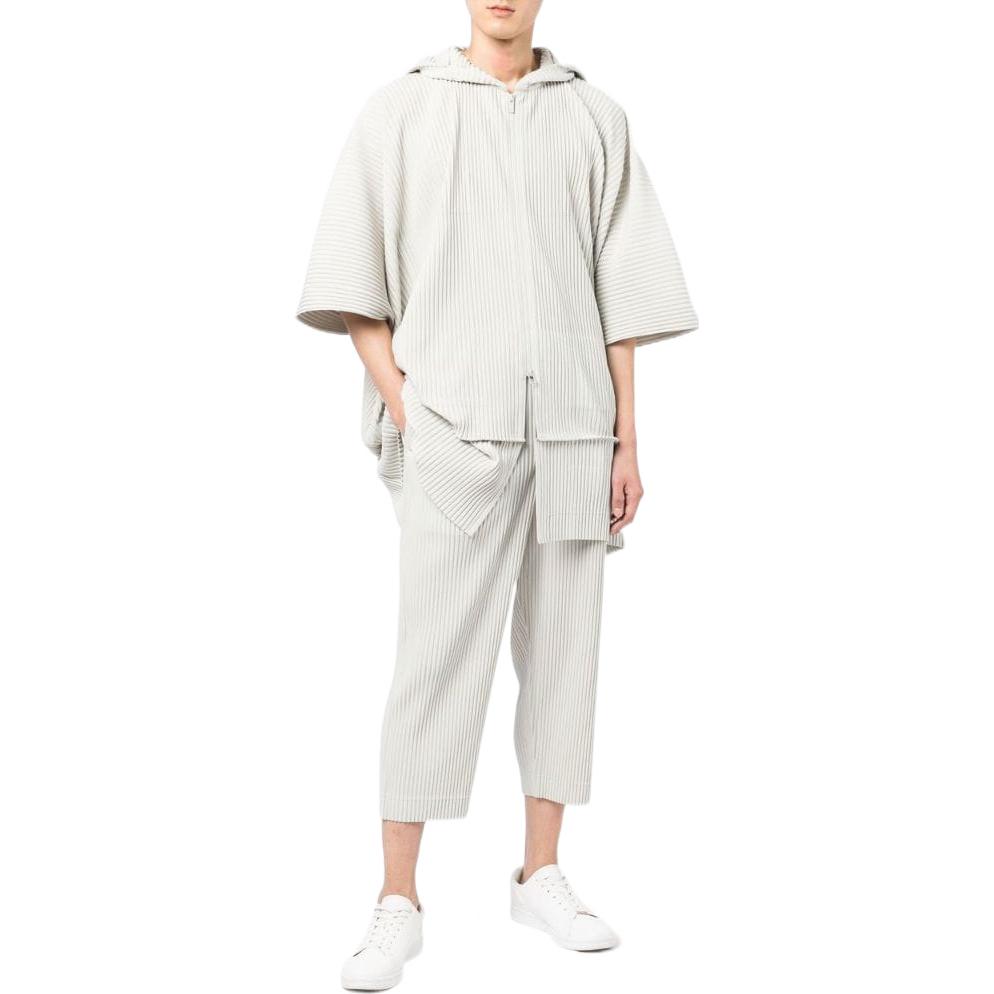 Lookbook Homme Plissé Issey Miyake FW22 淺灰色百褶休閒九分褲 HP28JF10904