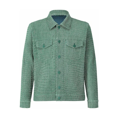HOMME PLISSÉ ISSEY MIYAKE FW22 Multi-tone Collared Button Jacket Green Men’s HP23JC161-62