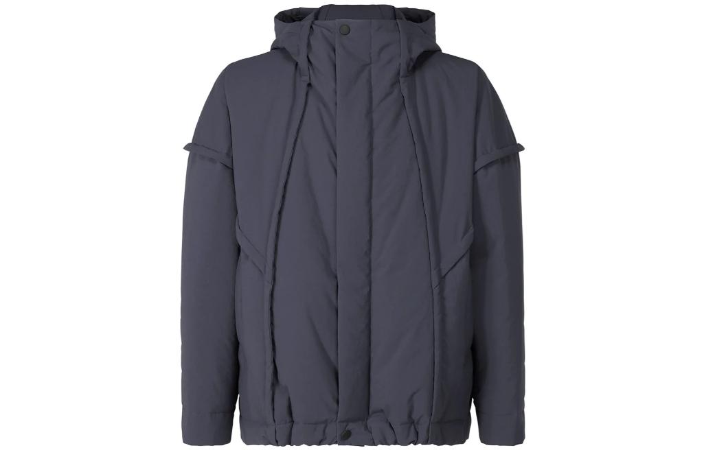 HOMME PLISSÉ ISSEY MIYAKE FW22 Navy Blue Solid Hooded Zip Jacket Mens HP28FC321-75