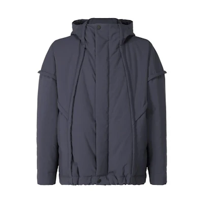HOMME PLISSÉ ISSEY MIYAKE FW22 Navy Blue Solid Hooded Zip Jacket Mens HP28FC321-75