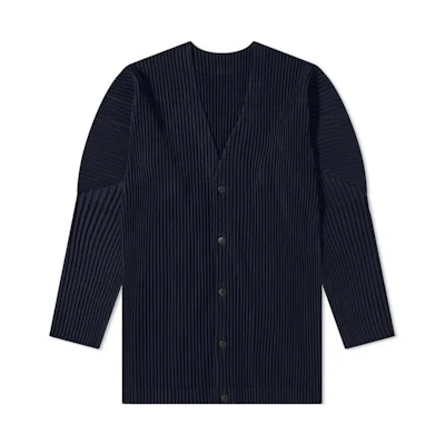 HOMME PLISSÉ ISSEY MIYAKE FW22 Navy V-Neck Button-Up Long Sleeve Jacket Men HP28JL141-75