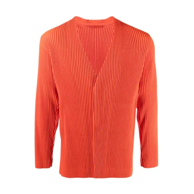 HOMME PLISSÉ ISSEY MIYAKE FW22 Orange Pleated Long Sleeve Jacket HP18JD15031