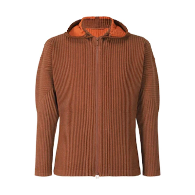 HOMME PLISSÉ ISSEY MIYAKE FW22 Orange Solid Color Hooded Zip Jacket HP28-JL180-32