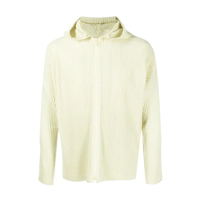HOMME PLISSÉ ISSEY MIYAKE FW22 Pale Yellow Zip-Up Hoodie Jacket HP28JL106-50