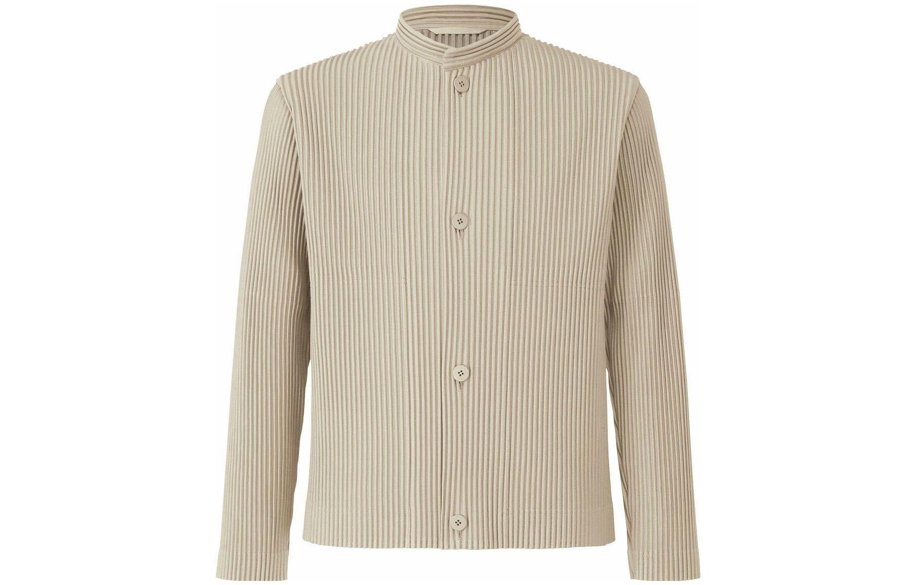 HOMME PLISSÉ ISSEY MIYAKE FW22 Plain Half-Turtleneck Jacket Men Beige HP23JD156-10