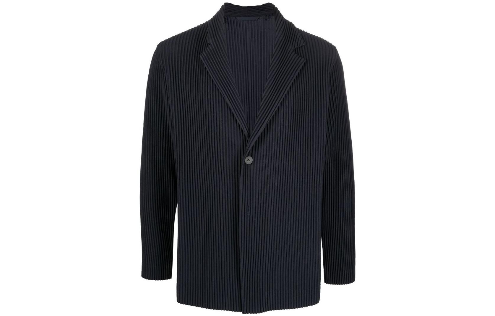 HOMME PLISSÉ ISSEY MIYAKE FW22 Pleated Long Sleeve Jacket Black () HP27JD20175