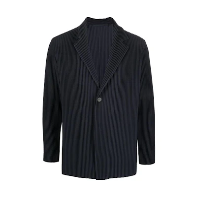 HOMME PLISSÉ ISSEY MIYAKE FW22 Pleated Long Sleeve Jacket Black () HP27JD20175