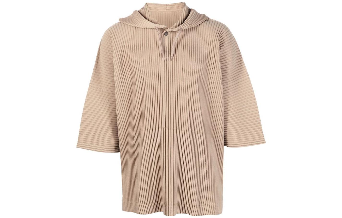 HOMME PLISSÉ ISSEY MIYAKE FW22 Pleated Pullover Hoodie Khaki - HP26JK190041