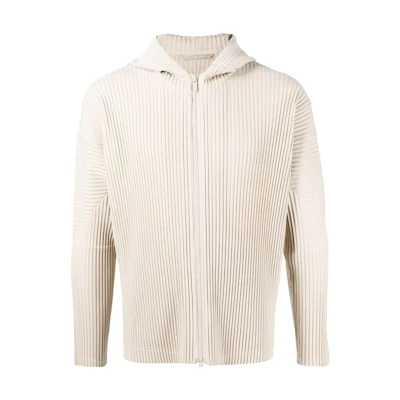 HOMME PLISSÉ ISSEY MIYAKE FW22 Pleated Zip Hoodie Jacket Beige Fashion HP26JL116-40