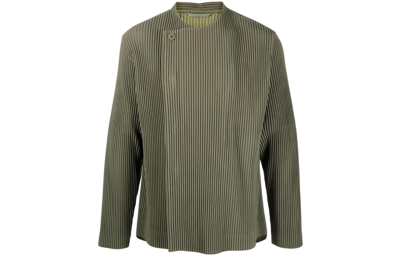 HOMME PLISSÉ ISSEY MIYAKE FW22 Relaxed Green Button-Up Jacket for Men HP26JD166VERDE