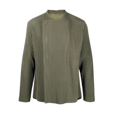 HOMME PLISSÉ ISSEY MIYAKE FW22 Relaxed Green Button-Up Jacket for Men HP26JD166VERDE