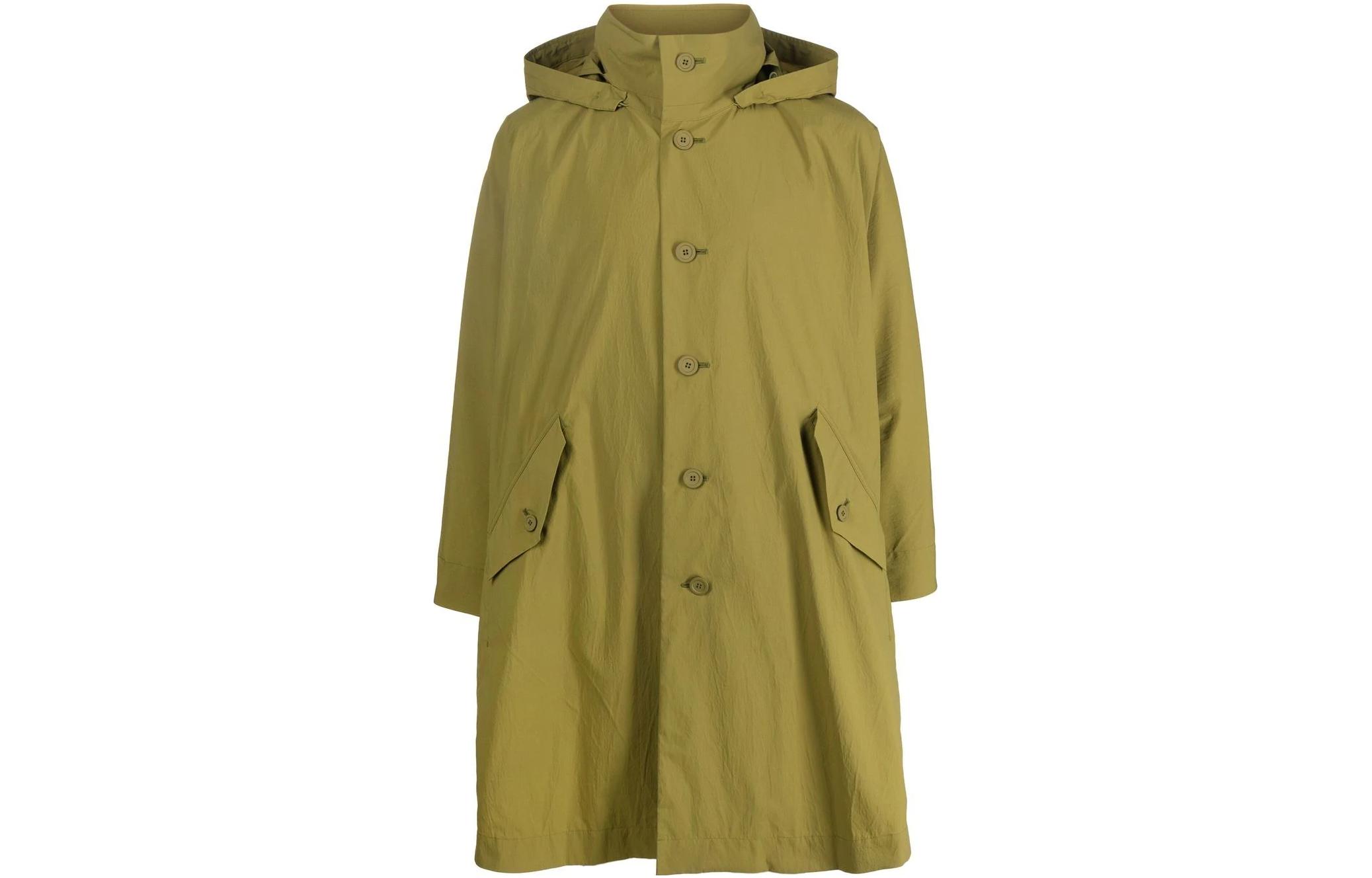 HOMME PLISSÉ ISSEY MIYAKE FW22 Single-Breasted Hooded Jacket Olive Green HP28FA31465