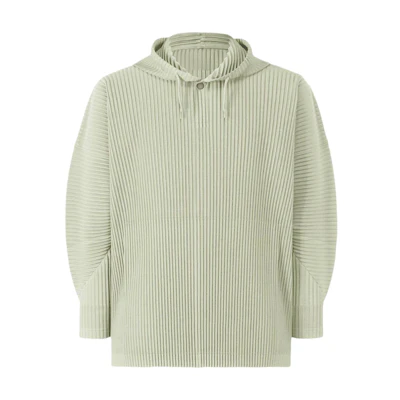 HOMME PLISSÉ ISSEY MIYAKE FW22 Solid Pleated Hoodie Frost Grey Sweater HP23JK121-09