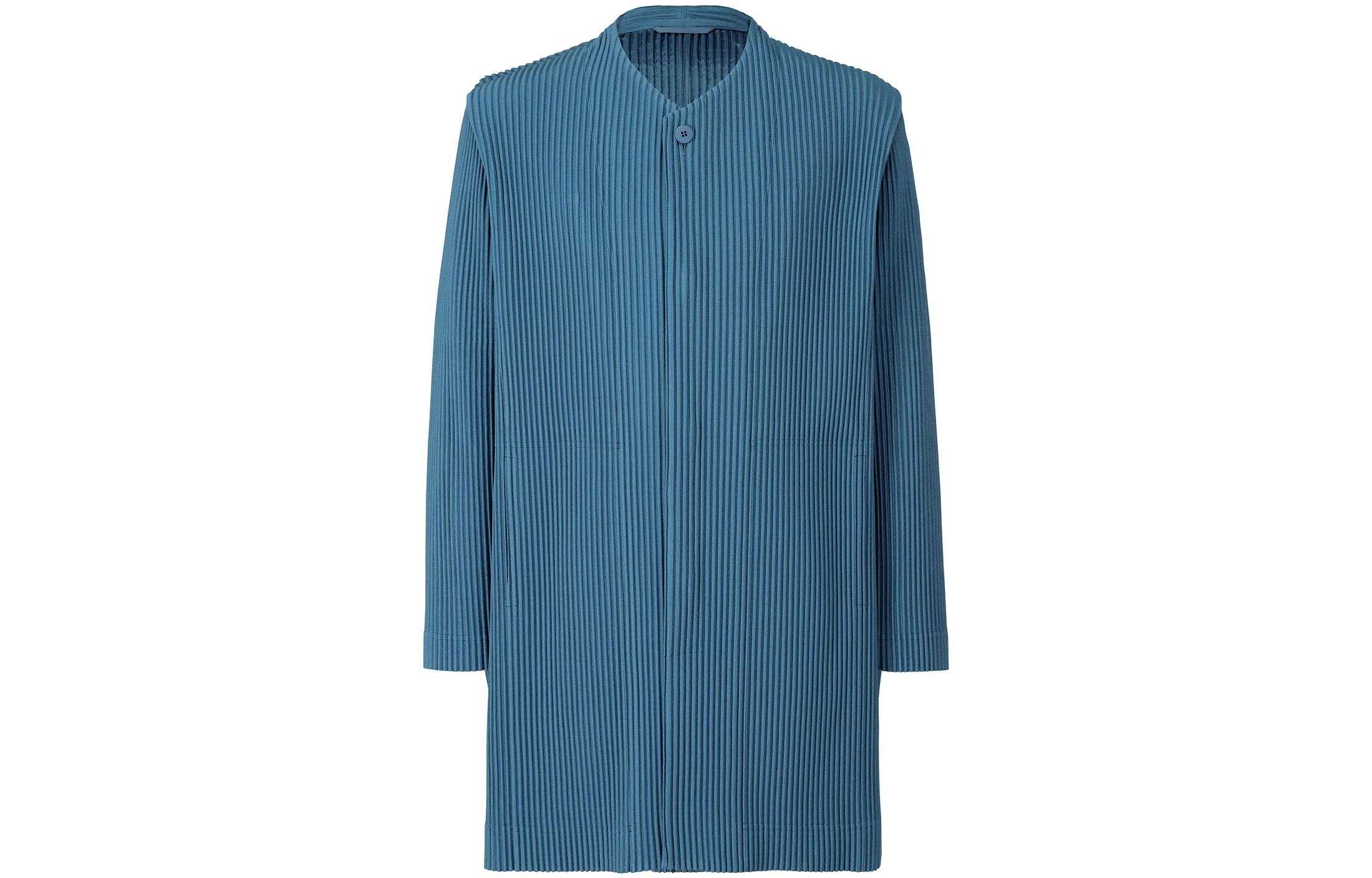 HOMME PLISSÉ ISSEY MIYAKE FW22 Solid V-Neck Single-Breasted Jacket Blue HP28JD150-71