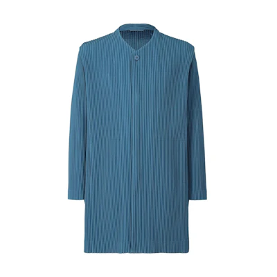 HOMME PLISSÉ ISSEY MIYAKE FW22 Solid V-Neck Single-Breasted Jacket Blue HP28JD150-71
