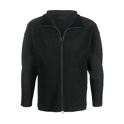 HOMME PLISSÉ ISSEY MIYAKE FW22 Solid Zip-Up Stand Collar Jacket Black HP27JL140-15