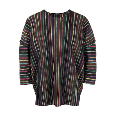 HOMME PLISSÉ ISSEY MIYAKE FW22 Striped Oversized Pleated Sweatshirt Multicolor HP28JK16699