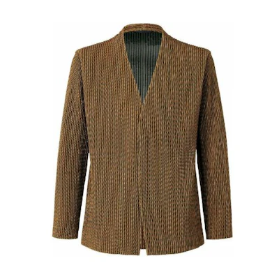 HOMME PLISSÉ ISSEY MIYAKE FW22 Striped V-Neck Jacket Orange () HP23JD160-32