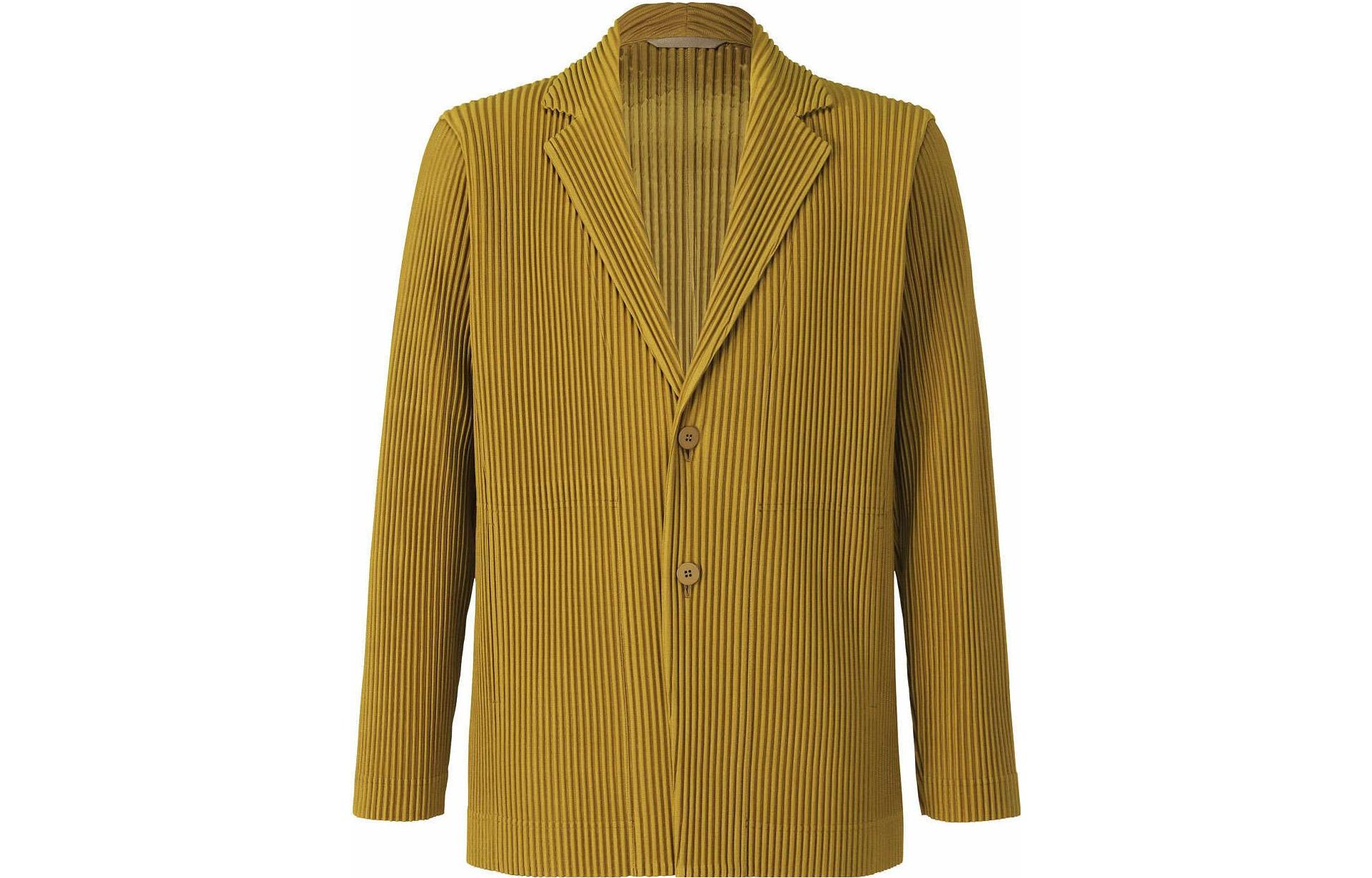 HOMME PLISSÉ ISSEY MIYAKE FW22 Yellow Pleated Single-Breasted Jacket Men HP23JD155-93