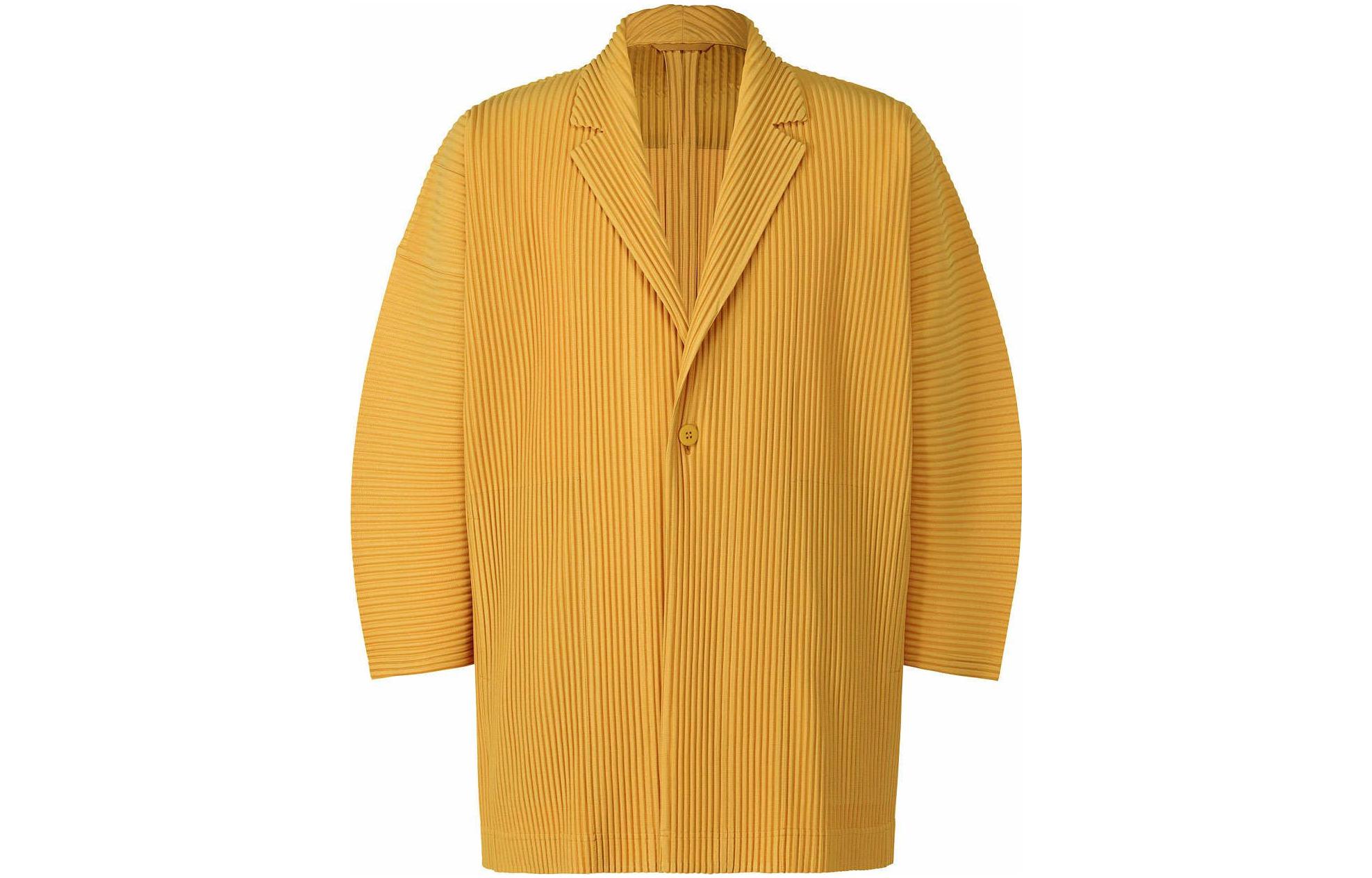 HOMME PLISSÉ ISSEY MIYAKE FW22 Yellow Single-Button Pleated Jacket HP23JL116-31