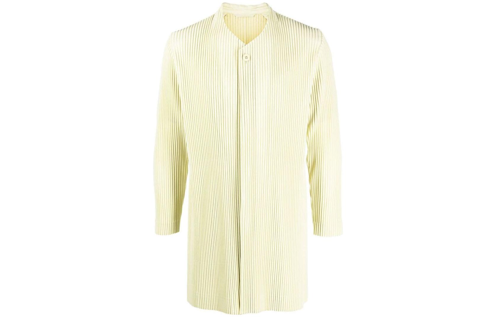 HOMME PLISSÉ ISSEY MIYAKE FW22 Yellow Solid V-Neck Single-Breasted Jacket Men HP28JD15050