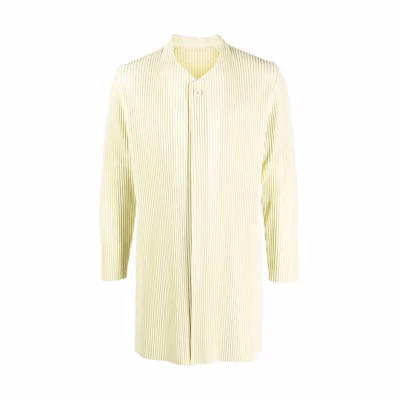 HOMME PLISSÉ ISSEY MIYAKE FW22 Yellow Solid V-Neck Single-Breasted Jacket Men HP28JD15050
