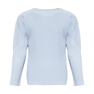 Homme Plissé Issey Miyake FW23 Blue Crewneck Long Sleeve Sweater Casual. HP33-JK112-70