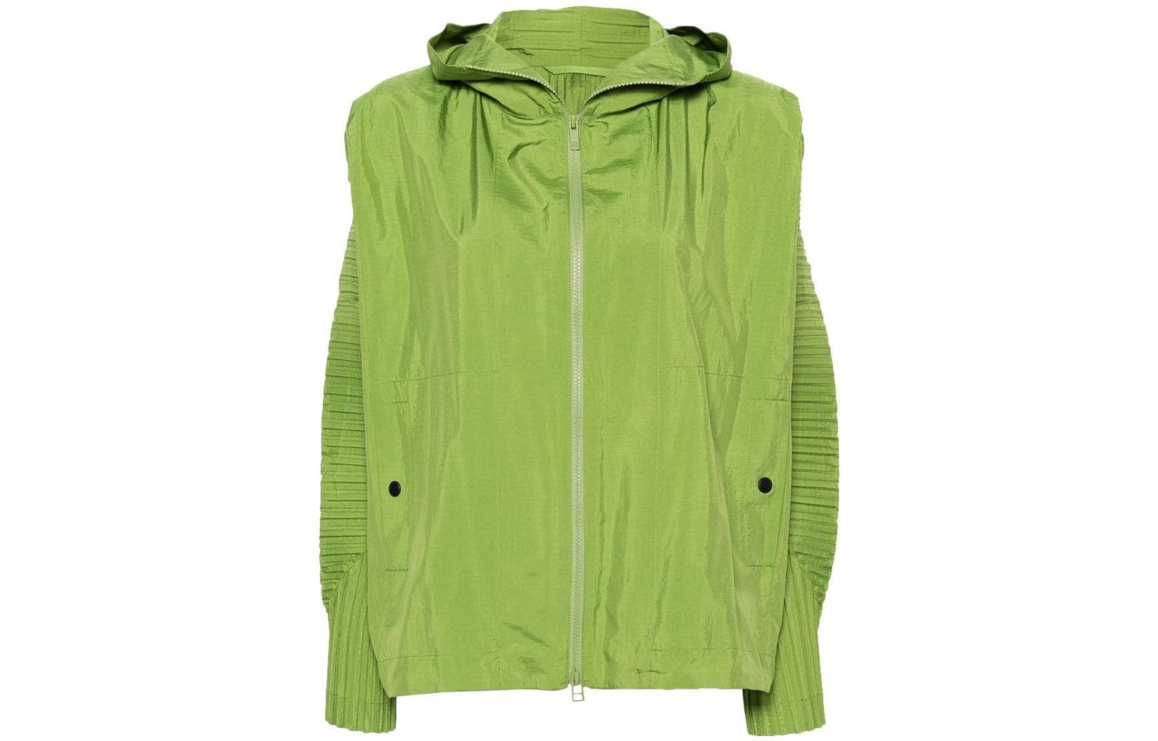 HOMME PLISSÉ ISSEY MIYAKE FW23 Apple Green Pleated Hoodie Jacket Men HP38FC310-62