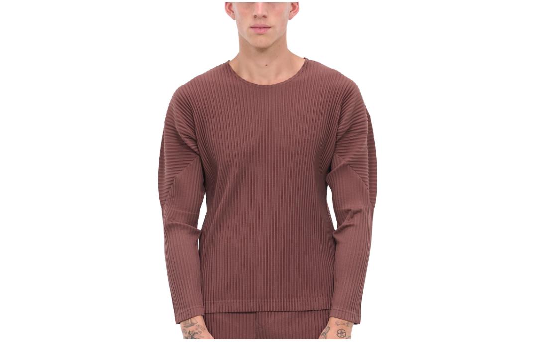 HOMME PLISSÉ ISSEY MIYAKE FW23 Brown Pullover Crewneck Sweatshirt Men’s Casual HP38JK112-48