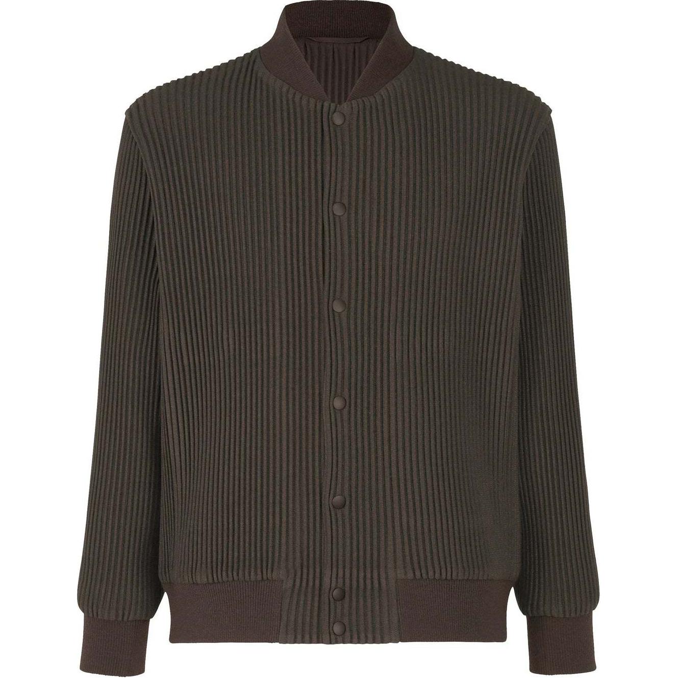 HOMME PLISSÉ ISSEY MIYAKE FW24 Brown Solid Stand Collar Single-Breasted Jacket Men HP48FC256-44