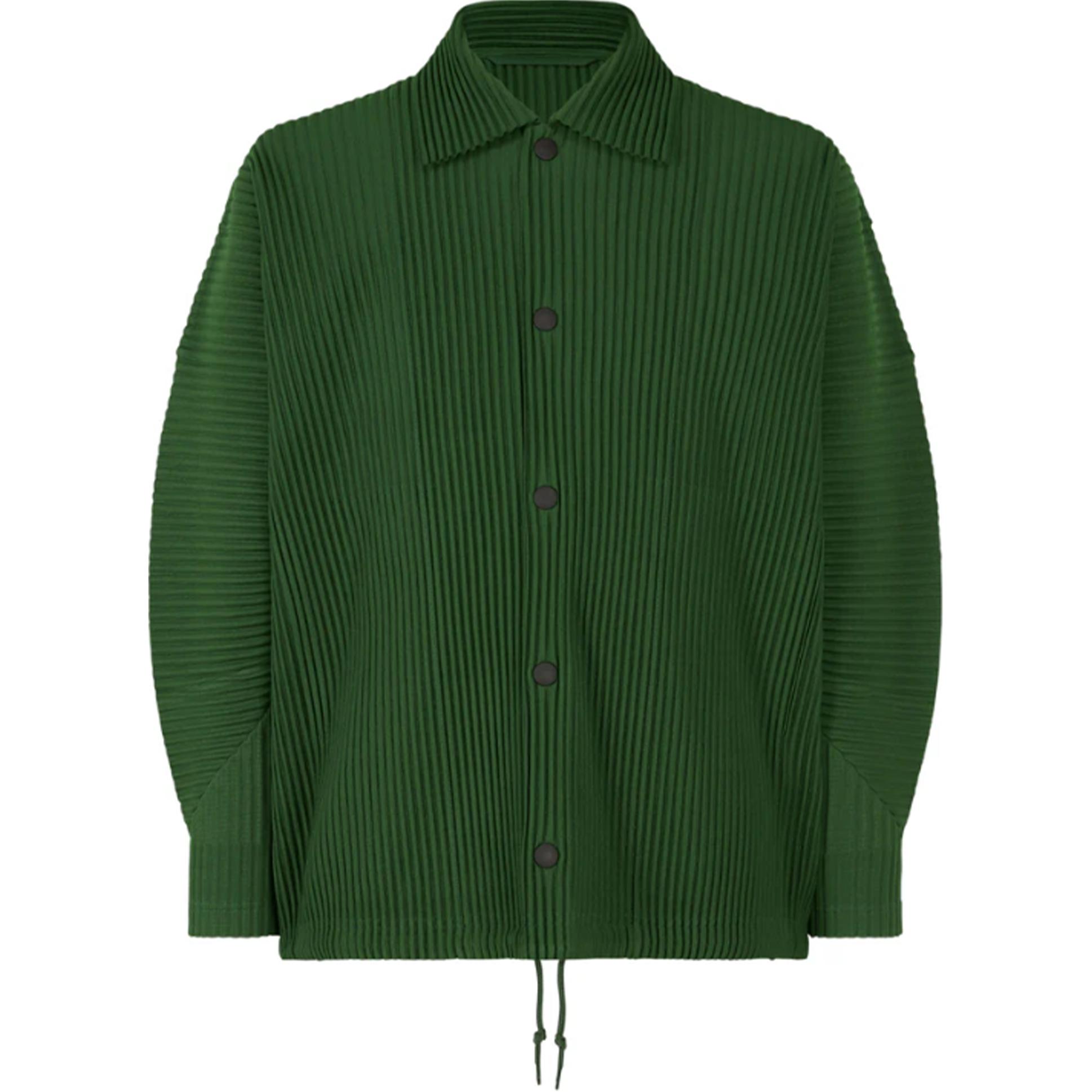 HOMME PLISSÉ ISSEY MIYAKE FW24 Deep Green Pleated Long-Sleeve Jacket for Men HP48JC106-64