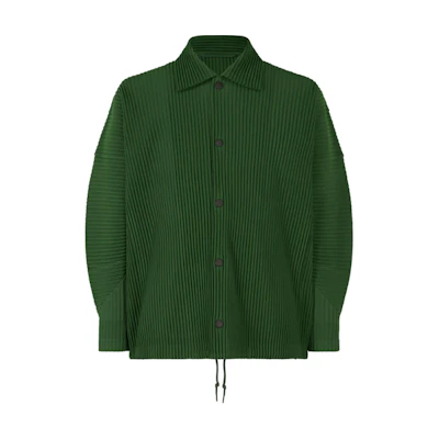 HOMME PLISSÉ ISSEY MIYAKE FW24 Deep Green Pleated Long-Sleeve Jacket for Men HP48JC106-64