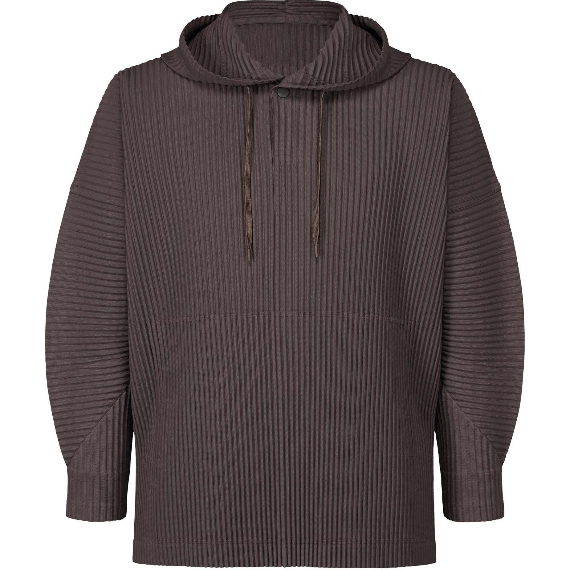 HOMME PLISSÉ ISSEY MIYAKE FW24 Solid Pleated Knit Hoodie Plum Purple () HP48JK962-84