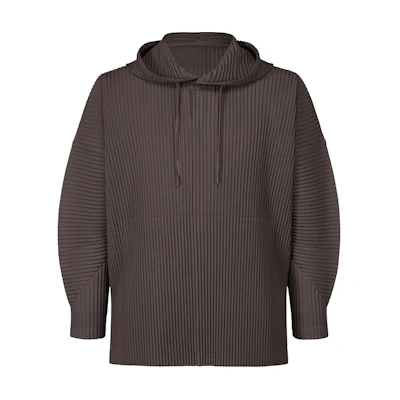 HOMME PLISSÉ ISSEY MIYAKE FW24 Solid Pleated Knit Hoodie Plum Purple () HP48JK962-84