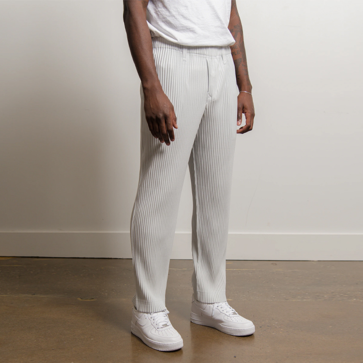 Details for オムプリッセ イッセイミヤケ メンズ グレー クラシック プリーツパンツ. HP55JF150-11