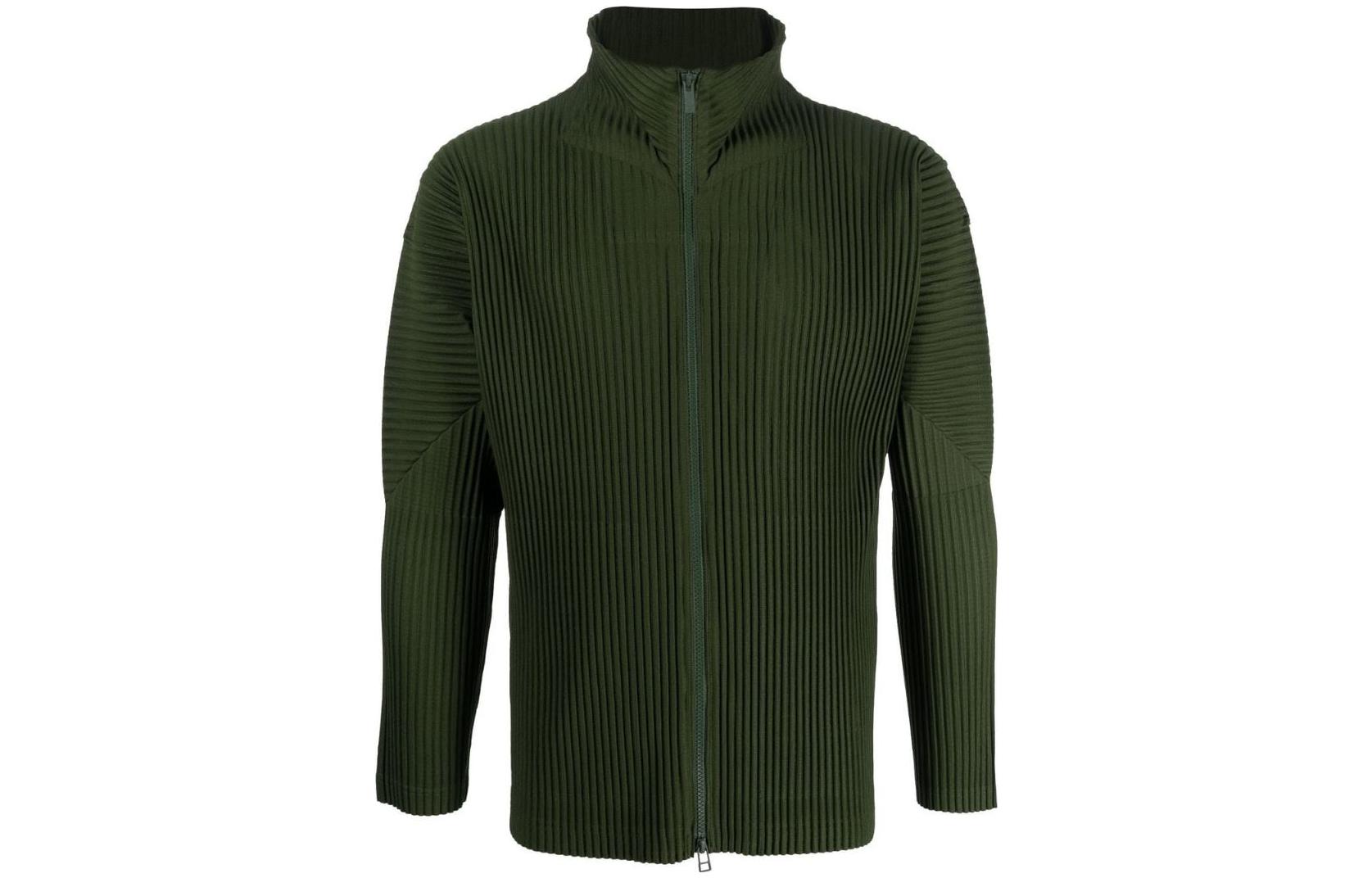 HOMME PLISSÉ ISSEY MIYAKE Green Pleated Long Sleeve Zip Jacket for Men HP28JL190-66