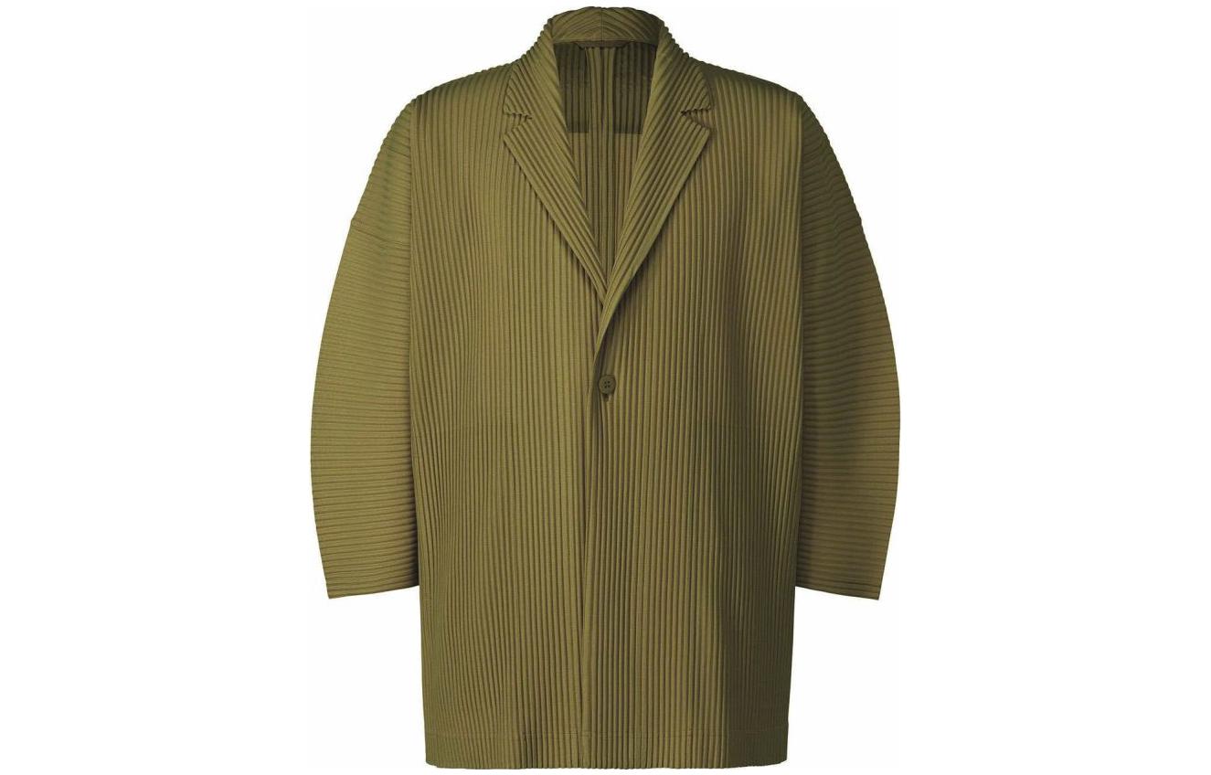 HOMME PLISSÉ ISSEY MIYAKE Green Pleated Single-Button Jacket for Men HP23JL116-64