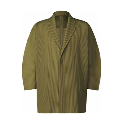 HOMME PLISSÉ ISSEY MIYAKE Green Pleated Single-Button Jacket for Men HP23JL116-64