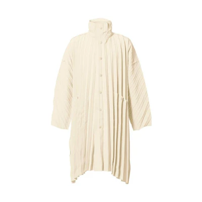 HOMME PLISSÉ ISSEY MIYAKE Ivory Pleated High Neck Jacket for Men HP11FA008-03