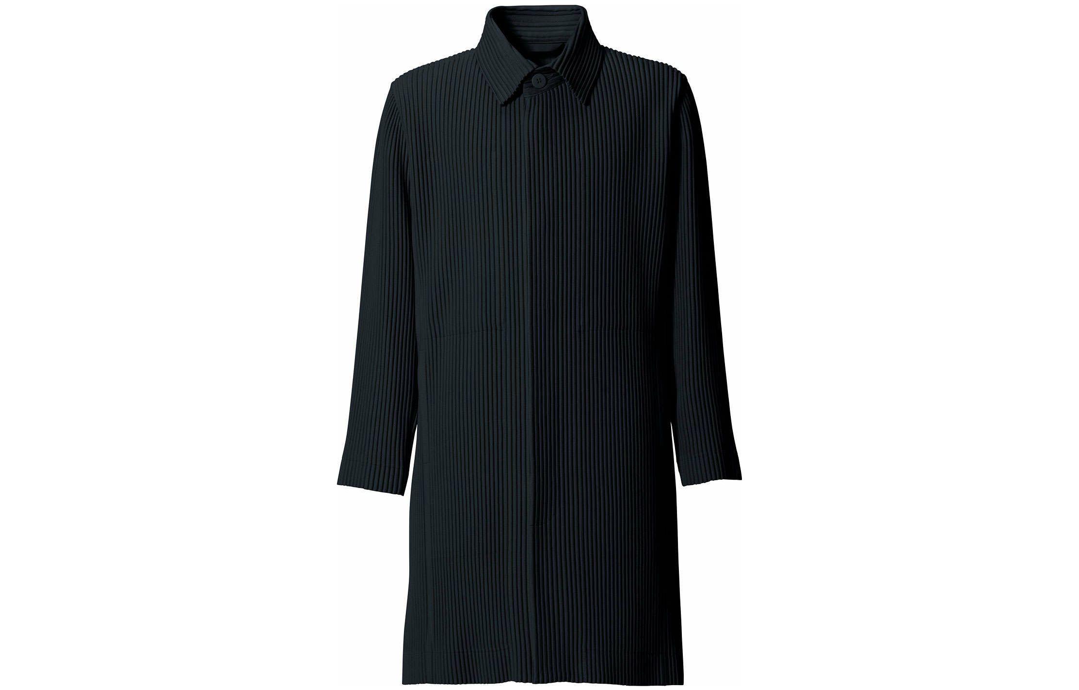 HOMME PLISSÉ ISSEY MIYAKE Navy Blue Pleated Long Jacket HP13FA315-75