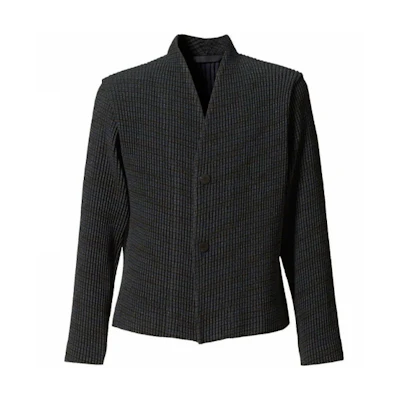 HOMME PLISSÉ ISSEY MIYAKE Navy Blue Tweed Pleated Check Long Sleeve Jacket HP13FD317-75