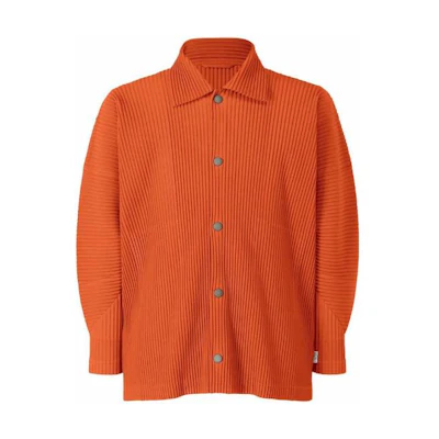 HOMME PLISSÉ ISSEY MIYAKE Orange Pleated Coach Jacket with Collar HP23JC101-33